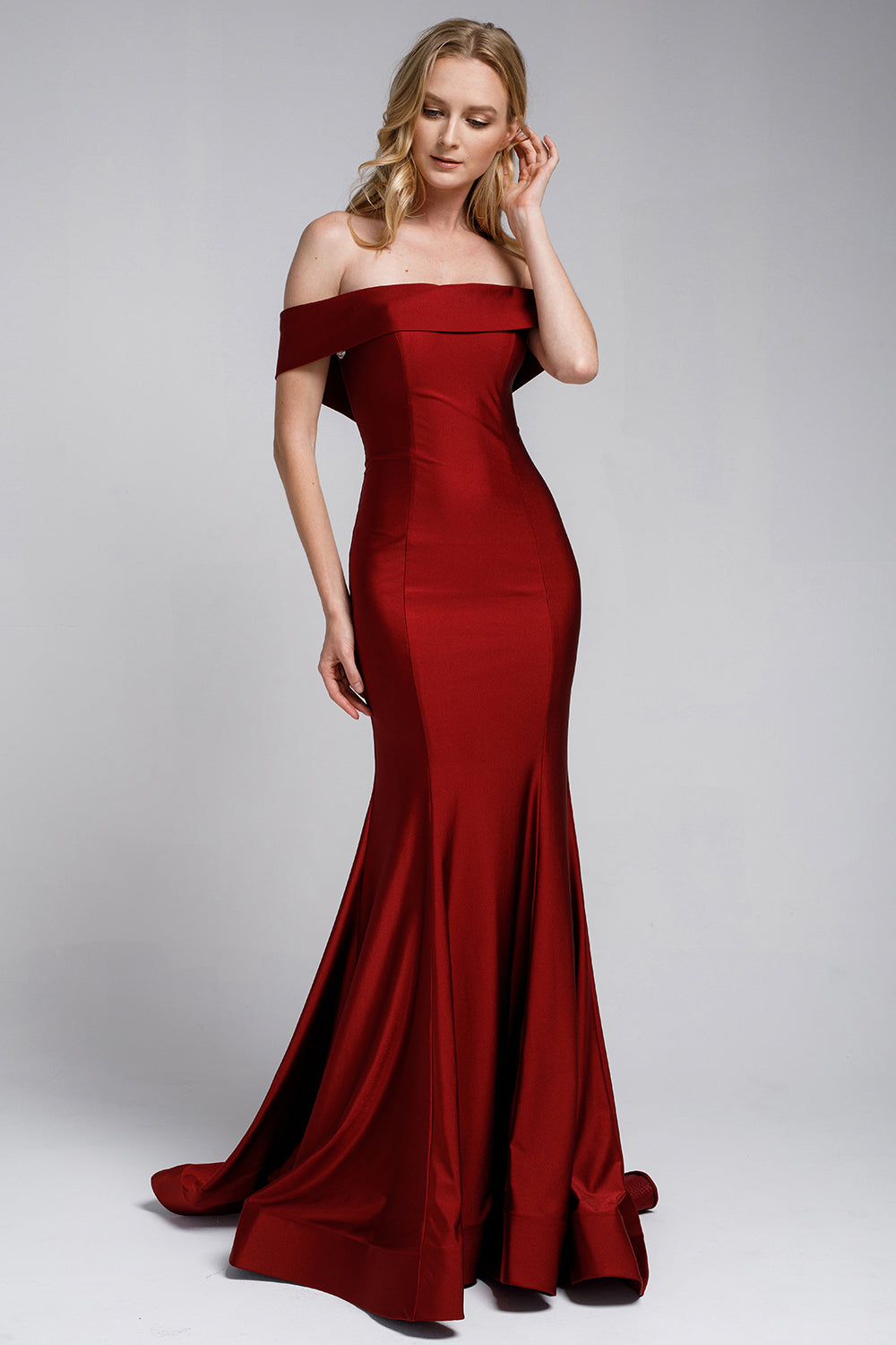 Mermaid Long Evening & Wedding Dress, Off Shoulder, Fitted-smcdress