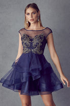 Lace Applique Bodice Dress for Cocktail & Homecoming-smcdress