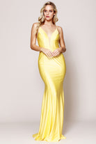 V-Neck Mermaid Dress w/ Straps & Open Back for Evening & Prom-smcdress