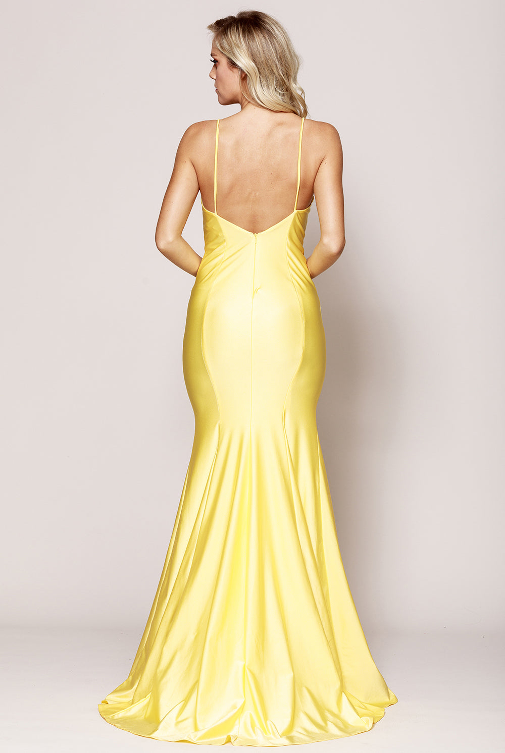 V-Neck Mermaid Dress w/ Straps & Open Back for Evening & Prom-smcdress