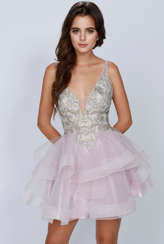 Metallic Applique Short Dress for Cocktail & Homecoming-smcdress