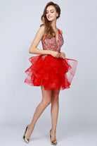 Metallic Applique Short Dress for Cocktail & Homecoming-smcdress