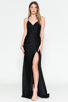 Satin Mermaid Long Evening & Bridesmaid Dress with Double Spaghetti Straps-smcdress
