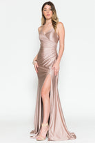 Satin Mermaid Long Evening & Bridesmaid Dress with Double Spaghetti Straps-smcdress