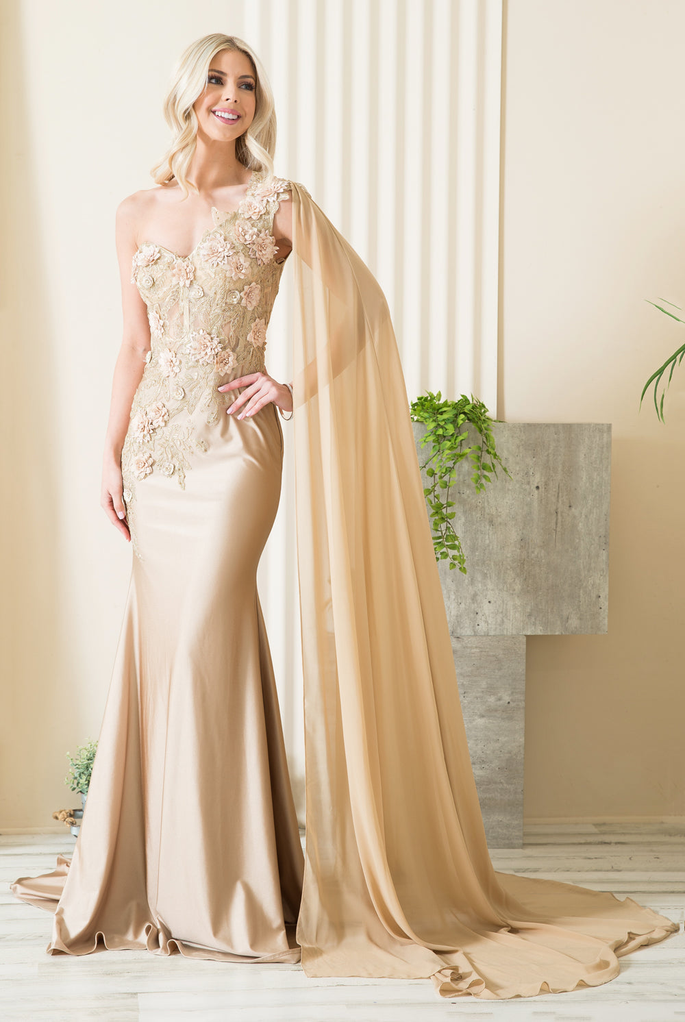 3D Floral Mermaid Dress - Evening & Prom-smcdress