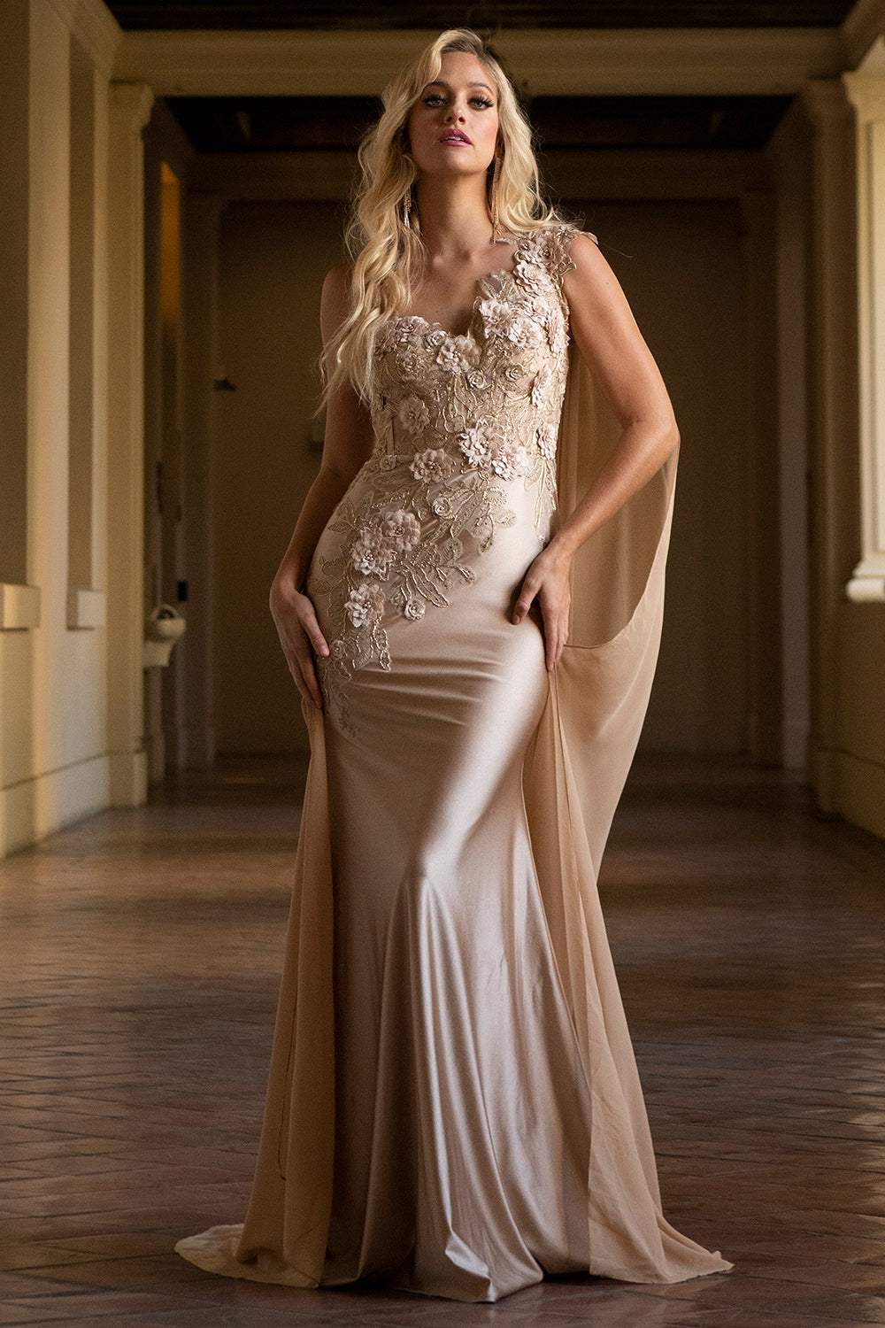 3D Floral Mermaid Dress - Evening & Prom-smcdress