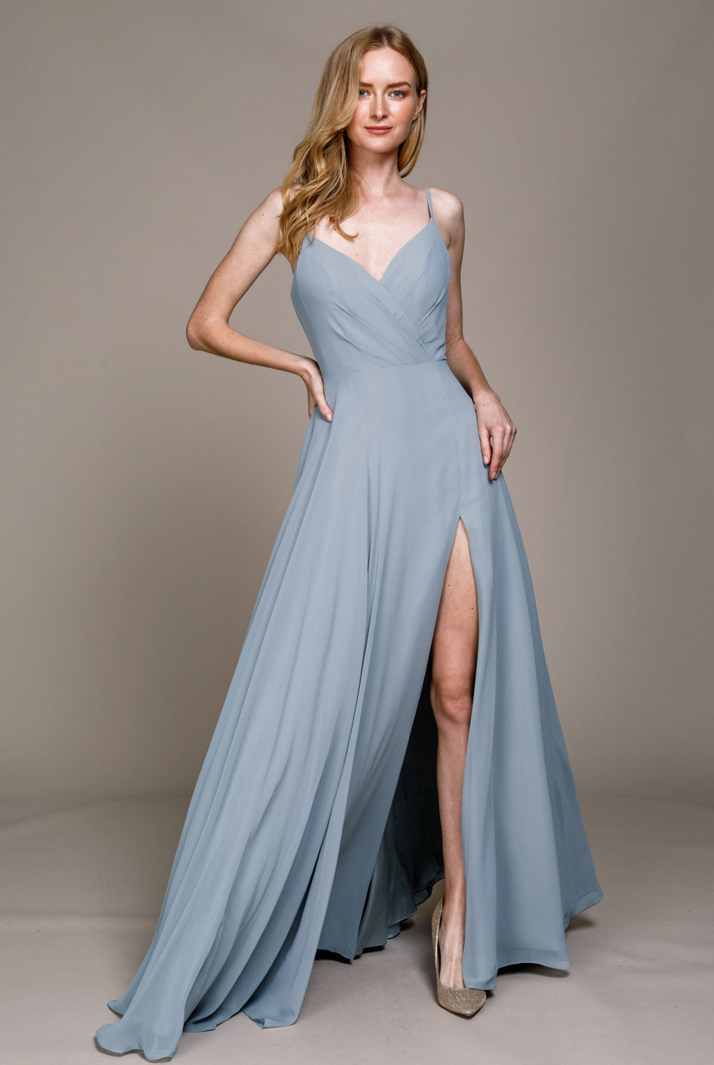 Classic A-line maxi dress with adjustable straps-smcdress