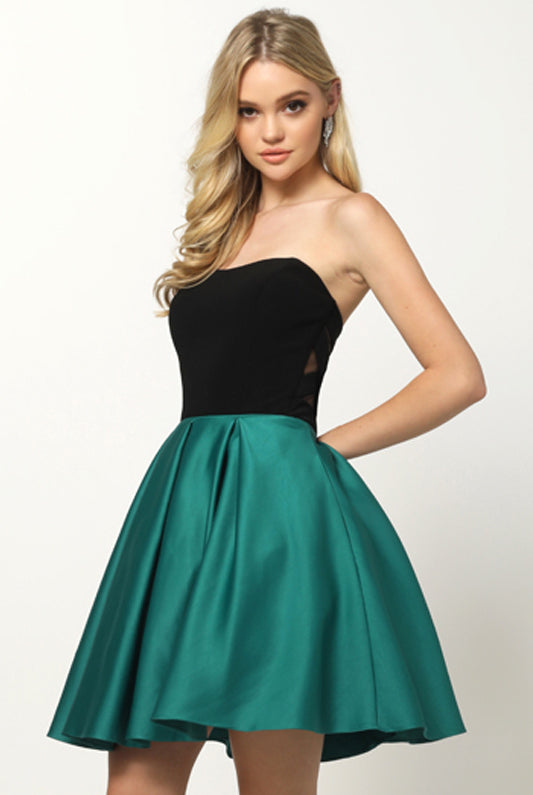 Two tone sweetheart short dress-smcdress