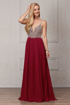 Embroidered Bodice Tulle Skirt Long Evening Dress for Mother of the Bride-smcdress