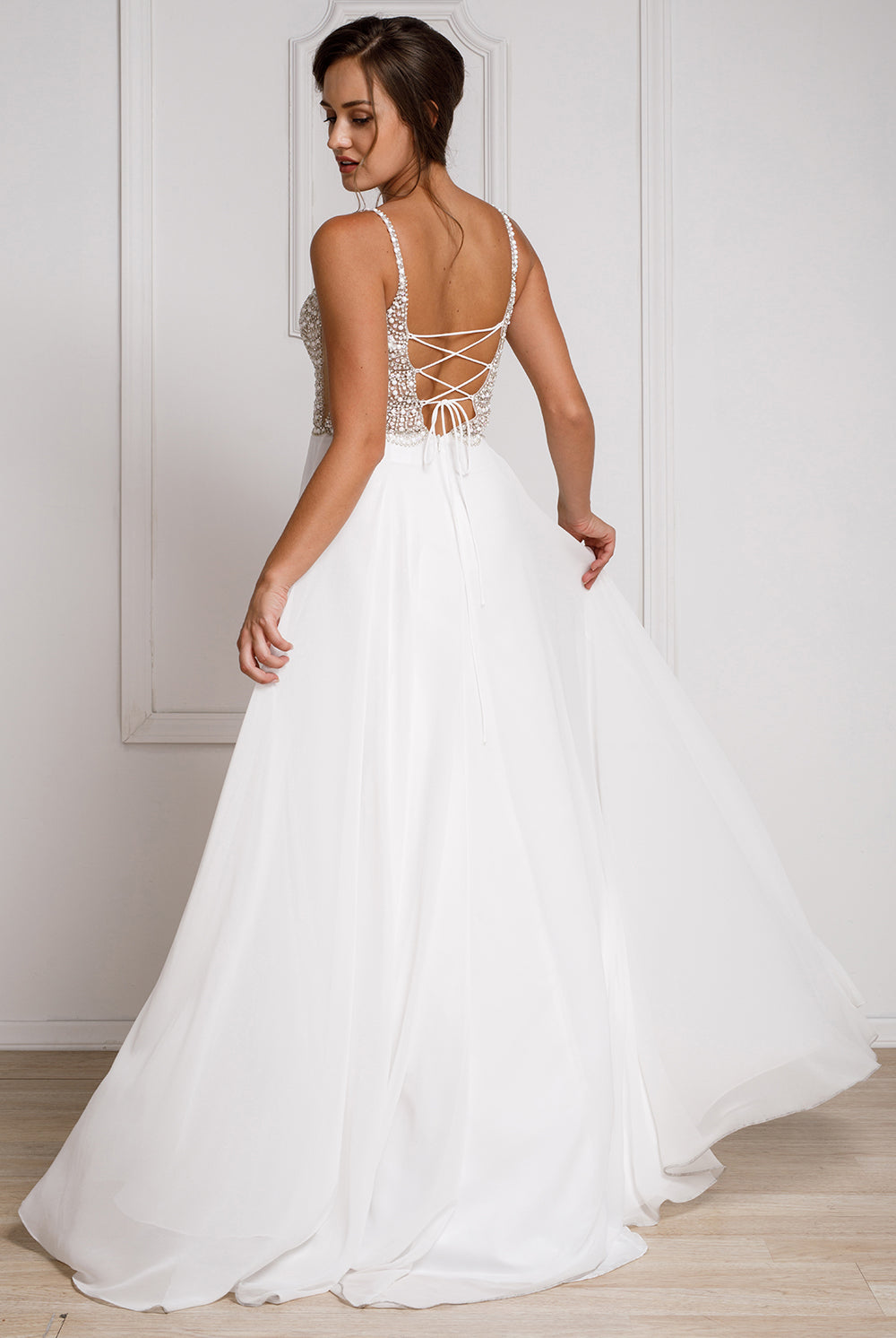 Embroidered Bodice Tulle Skirt Long Evening Dress for Mother of the Bride-smcdress