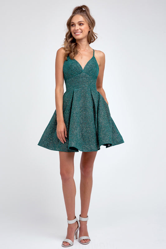 Glitter fit and flare short dress-smcdress