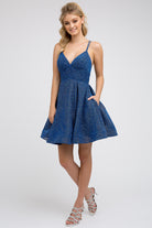 Glitter fit and flare short dress-smcdress