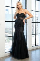 Strapless Sweetheart Embroidered Mermaid Wedding & Evening Dress-smcdress