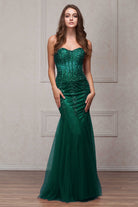 Strapless Sweetheart Embroidered Mermaid Wedding & Evening Dress-smcdress