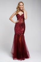 Embroidered Sequins Long Prom Dress with Open Back-smcdress