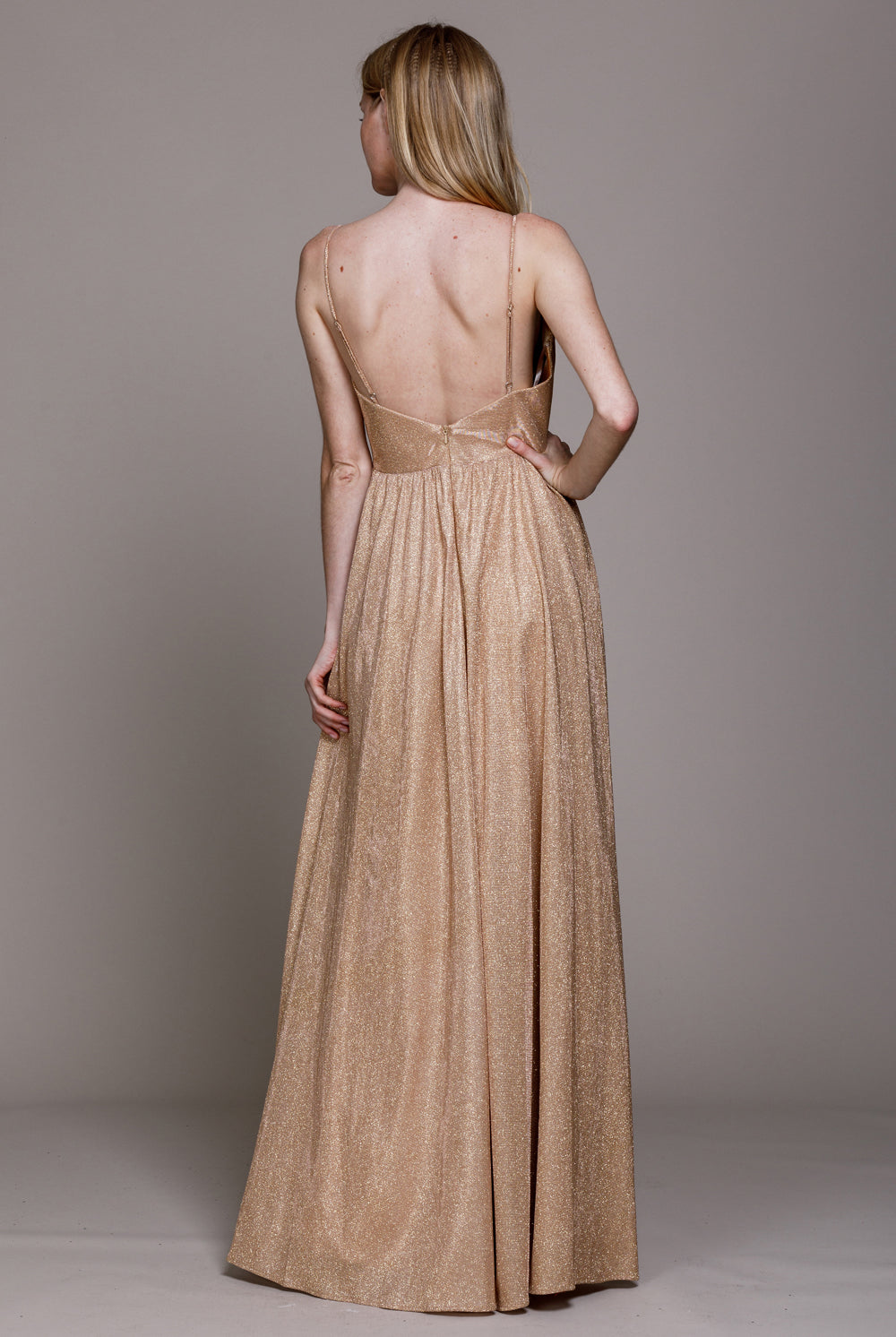 A-Line Glitter Dress with Side Zip for Bridesmaids & Prom-smcdress