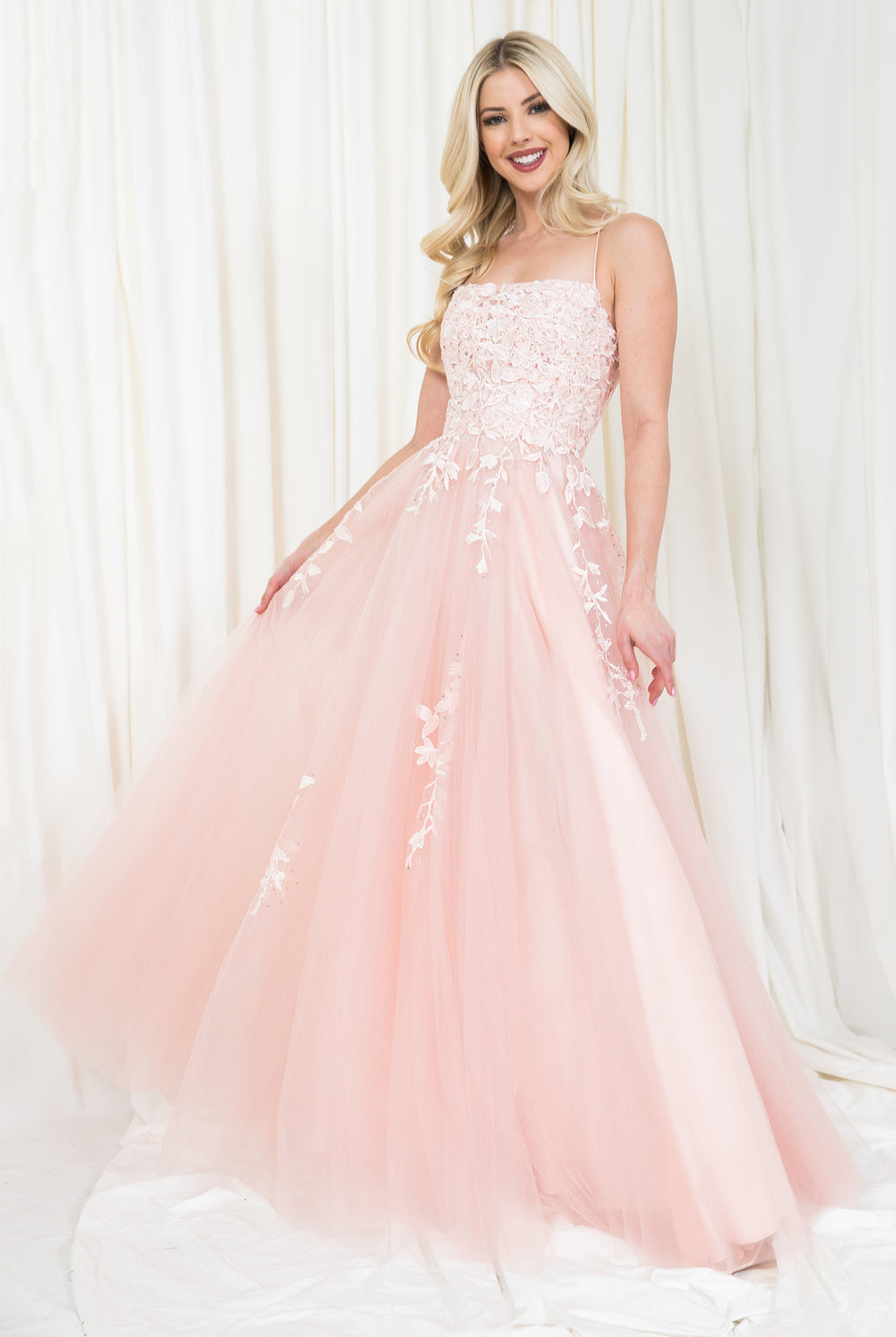 Embroidered Bodice Slit Long Prom Dress-smcdress