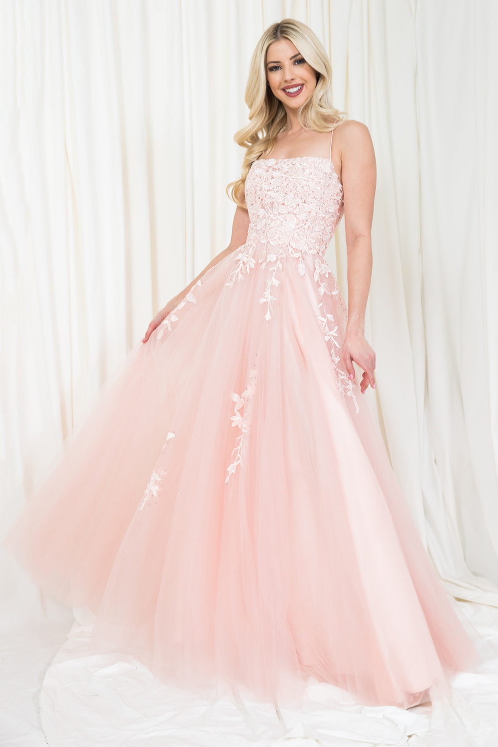 Embroidered Bodice Slit Long Prom Dress-smcdress