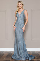 Sleeveless Rhinestone Long Prom & MOB Dress with Zipper Back-smcdress