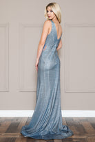 Sleeveless Rhinestone Long Prom & MOB Dress with Zipper Back-smcdress