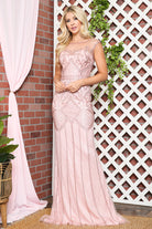 Embroidered Lace Sleeves Long MOB Dress-smcdress