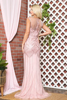 Embroidered Lace Sleeves Long MOB Dress-smcdress