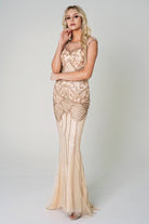 Embroidered Lace Sleeves Long MOB Dress-smcdress