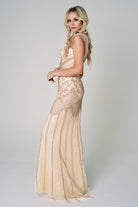 Embroidered Lace Sleeves Long MOB Dress-smcdress