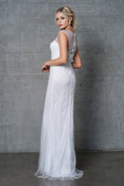 Embroidered Lace Sleeves Long MOB Dress-smcdress