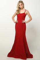 Open-Back V-Neck Long Prom Dress, Fitted-smcdress