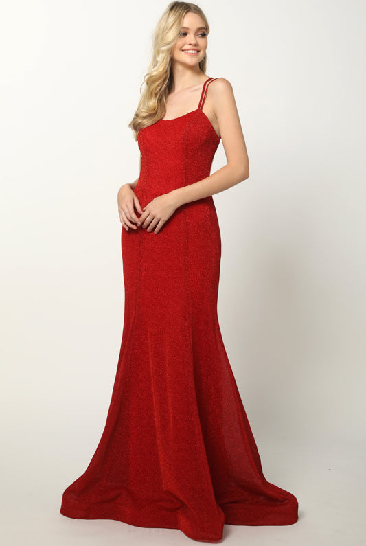 Open-Back V-Neck Long Prom Dress, Fitted-smcdress