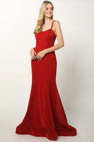 Open-Back V-Neck Long Prom Dress, Fitted-smcdress
