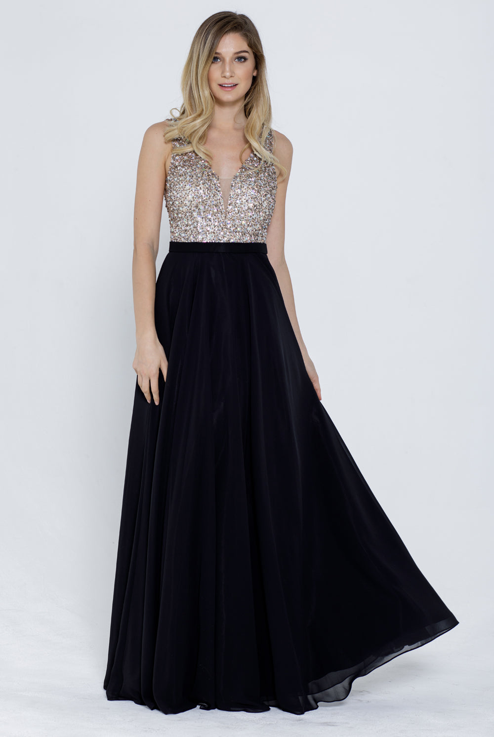 Embroidered Bodice A-Line Long Mother Of The Bride Dress-smcdress