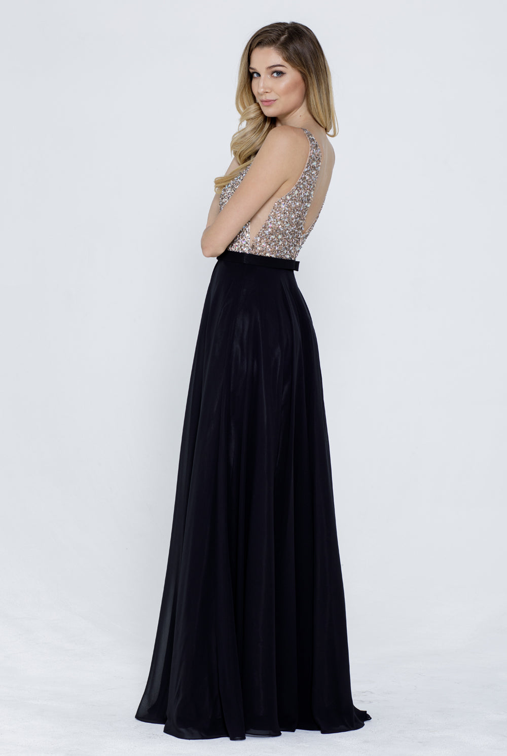 Embroidered Bodice A-Line Long Mother Of The Bride Dress-smcdress