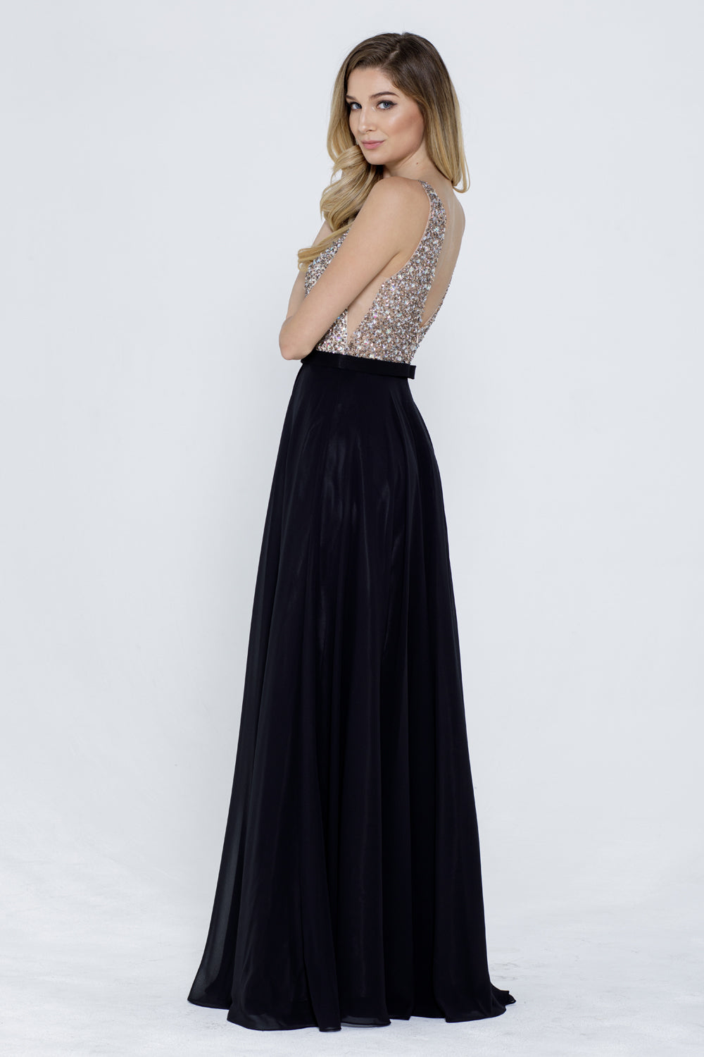 Embroidered Bodice A-Line Long Mother Of The Bride Dress-smcdress