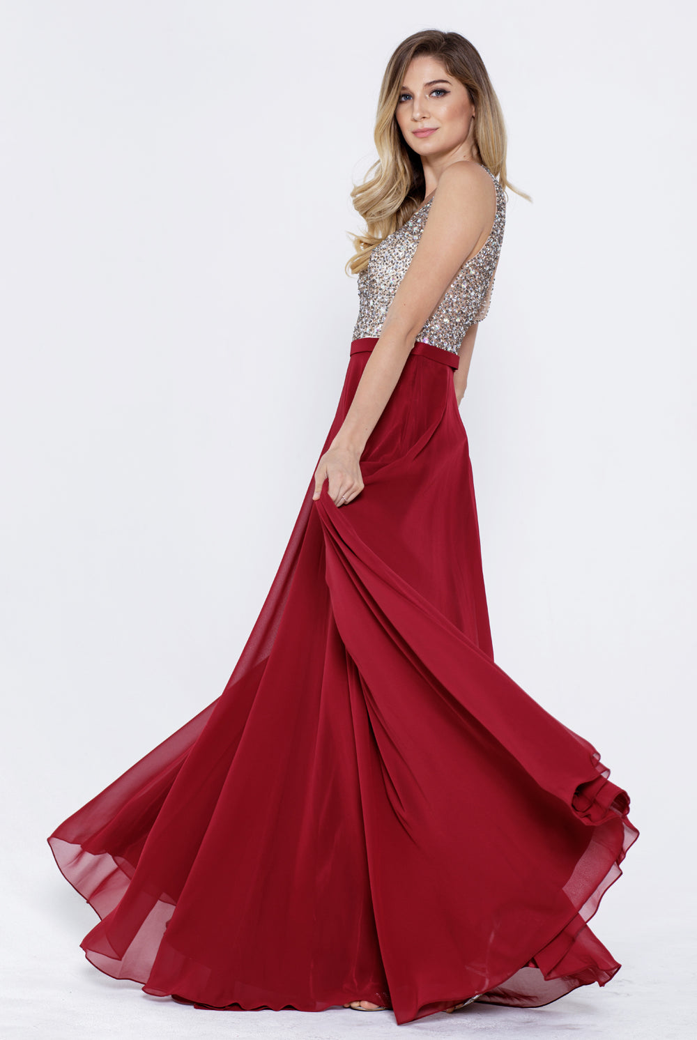 Embroidered Bodice A-Line Long Mother Of The Bride Dress-smcdress
