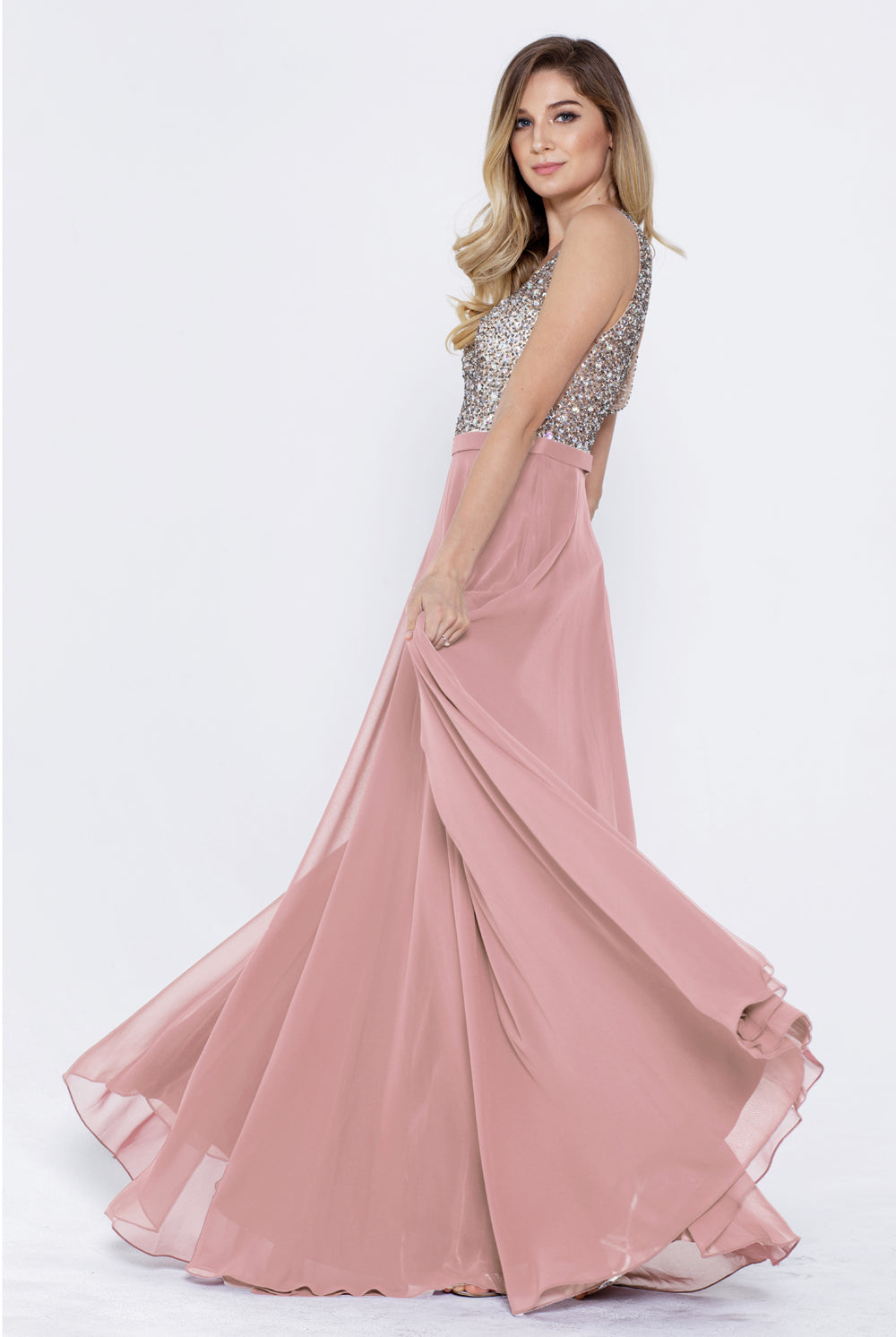 Embroidered Bodice A-Line Long Mother Of The Bride Dress-smcdress