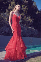 Embellished ruffle mermaid evening prom gown-smcdress