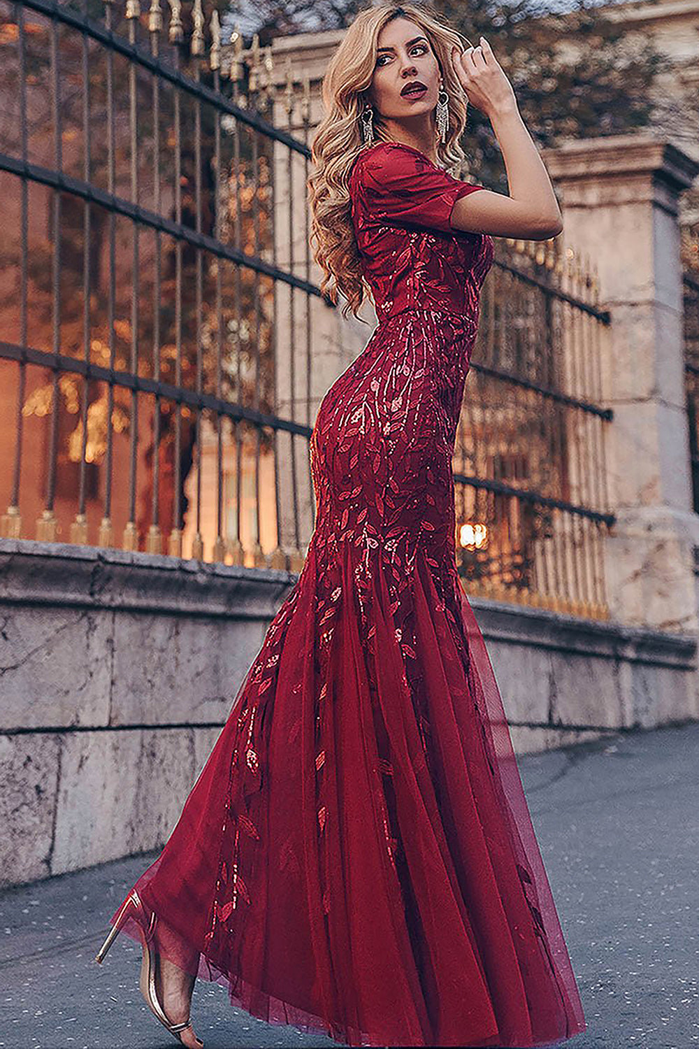 Embroidered Lace Mermaid Prom & MOB Dress-smcdress