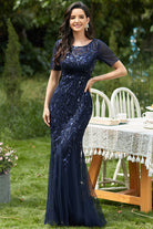 Embroidered Lace Mermaid Prom & MOB Dress-smcdress