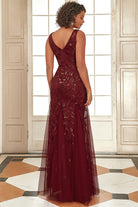 Embroidered Lace V-Neck Prom & Mother's Dress-smcdress