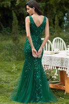 Embroidered Lace V-Neck Prom & Mother's Dress-smcdress