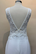 V-Neck Mermaid Long Wedding Dress w/ Open V-Back Illusion-smcdress