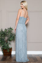 Open Back Sequin Chiffon Long Dress-smcdress