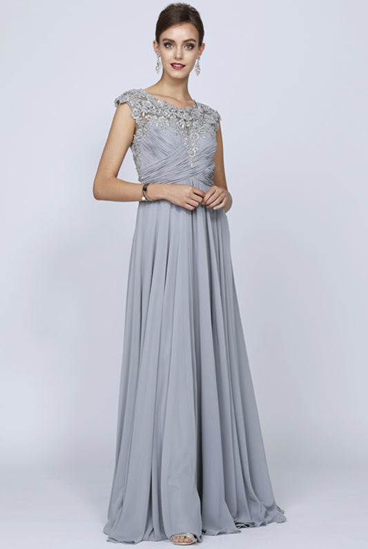 Long Prom & Bridal Dress w/Sheer Back Sleeves-smcdress