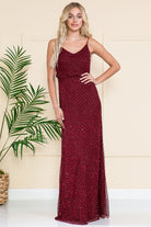 Open Back Sequin Chiffon Long Dress-smcdress