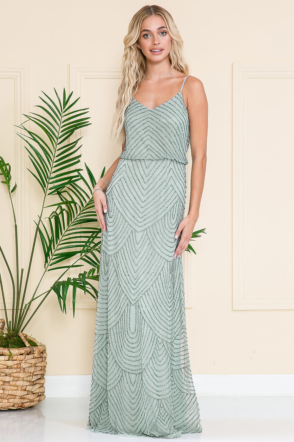 Open Back Sequin Chiffon Long Dress-smcdress