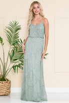Open Back Sequin Chiffon Long Dress-smcdress