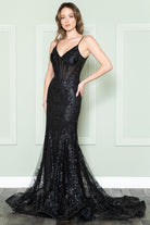 Sequins Mermaid Prom Dress w/ Spaghetti Straps-smcdress