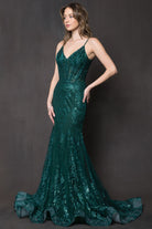 Sequins Mermaid Prom Dress w/ Spaghetti Straps-smcdress